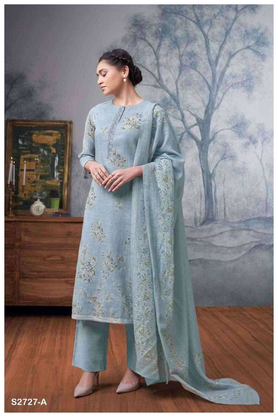 Samaira-2727 By Ganga Fashion 2727-A To 2727-D Series Beautiful Festive Suits Colorful Stylish Fancy Casual Wear & Ethnic Wear Premium Cotton Linen Dresses At Wholesale Price