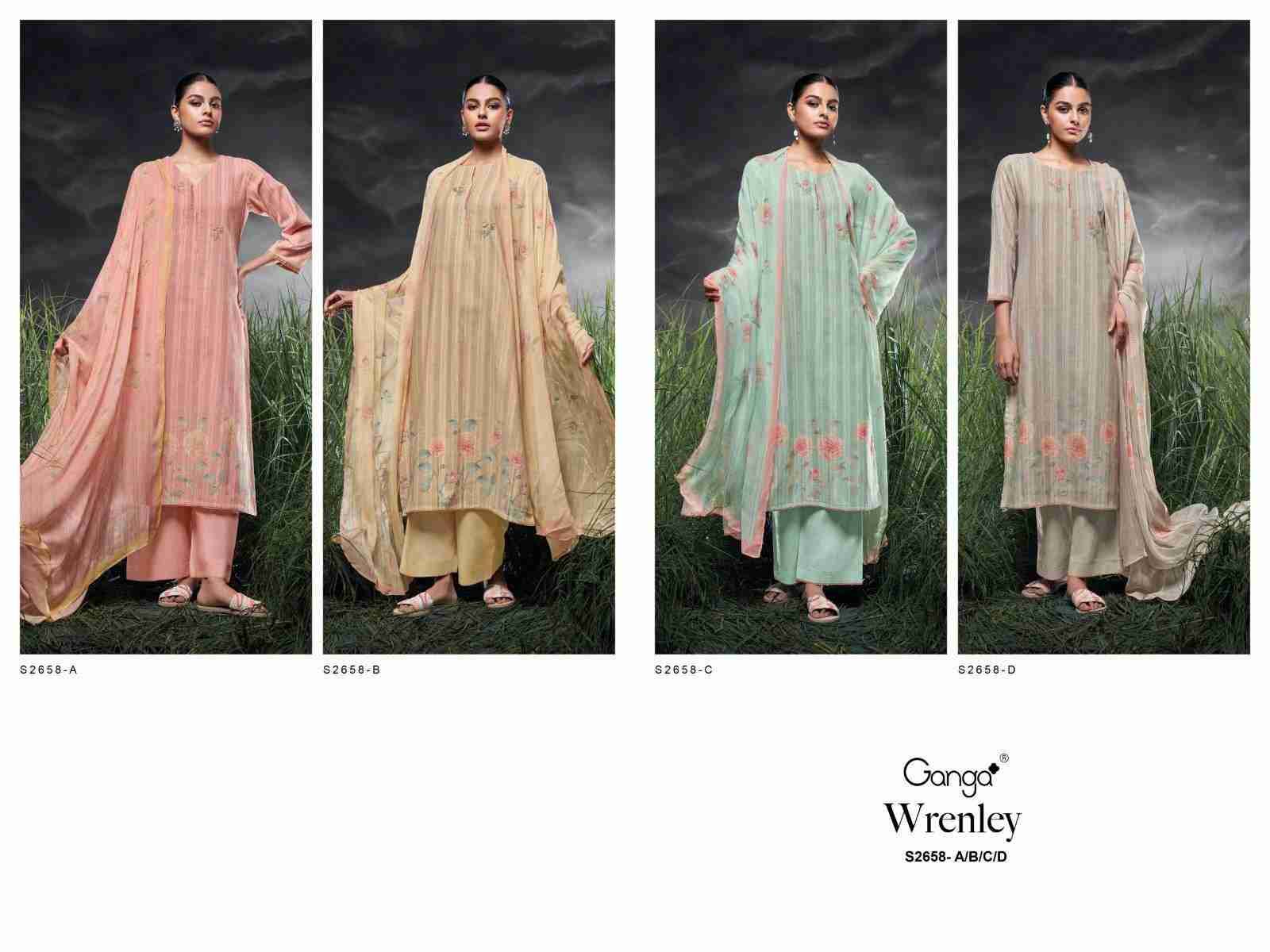 Wrenley-2658 By Ganga Fashion 2658-A To 2658-D Series Beautiful Festive Suits Colorful Stylish Fancy Casual Wear & Ethnic Wear Woven Jacquard Dresses At Wholesale Price