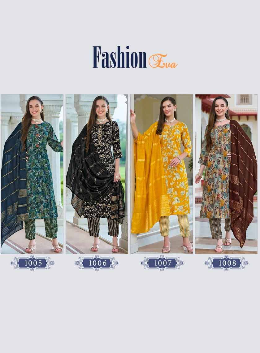 Fashion Eva By Radhika Lifestyle 1001 To 1008 Series Designer Stylish Fancy Colorful Beautiful Party Wear & Ethnic Wear Collection Rayon Foil Print Dresses At Wholesale Price