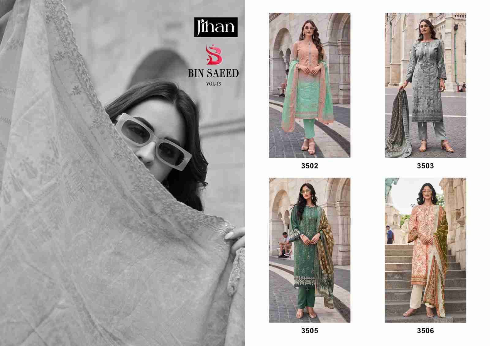 Bin Saeed Vol-13 By Jihan Beautiful Stylish Pakistani Suits Fancy Colorful Casual Wear & Ethnic Wear & Ready To Wear Pure Lawn Print Dresses At Wholesale Price