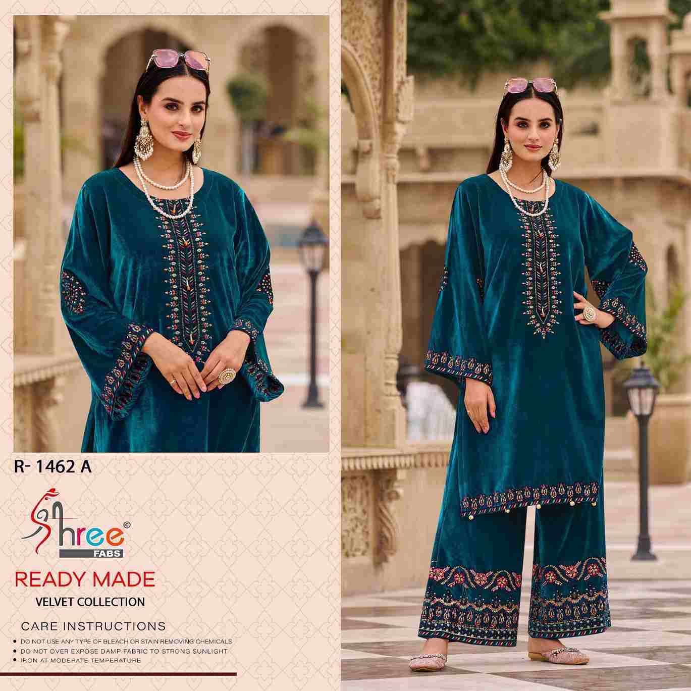 Shree Fabs Hit Design R-1462 Colours By Shree Fabs R-1462-A To R-1462-D Series Wholesale Designer Pakistani Suits Collection Beautiful Stylish Fancy Colorful Party Wear & Occasional Wear Viscose Velvet Kurtis With Bottom At Wholesale Price