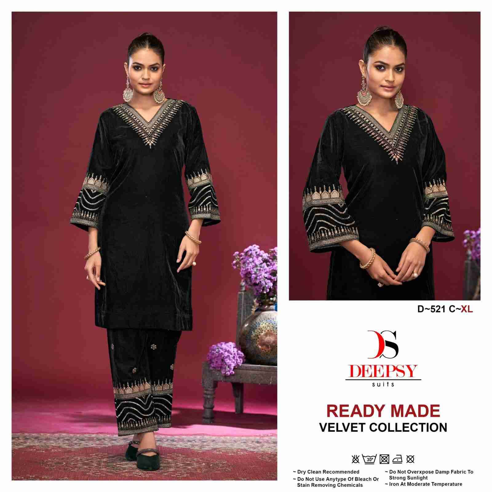 Deepsy Hit Design 521 Colours By Deepsy Suits 521-A To 521-D Series Designer Pakistani Suits Collection Beautiful Stylish Fancy Colorful Party Wear & Occasional Wear Velvet Kurtis With Bottom At Wholesale Price