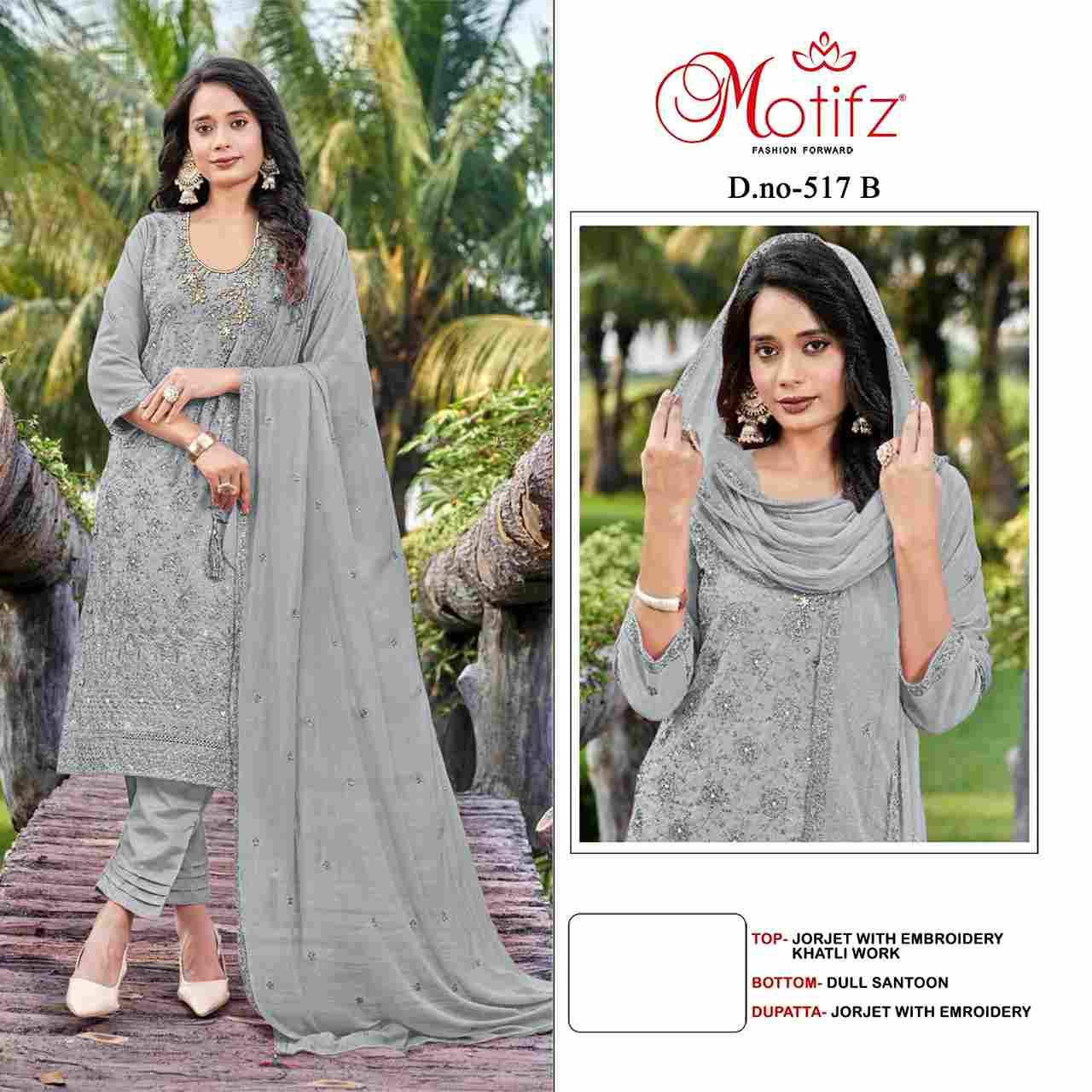 Motifz Hit Design 517 Colours By Motifz 517-A To 517-D Series Beautiful Pakistani Suits Colorful Stylish Fancy Casual Wear & Ethnic Wear Heavy Georgette Dresses At Wholesale Price