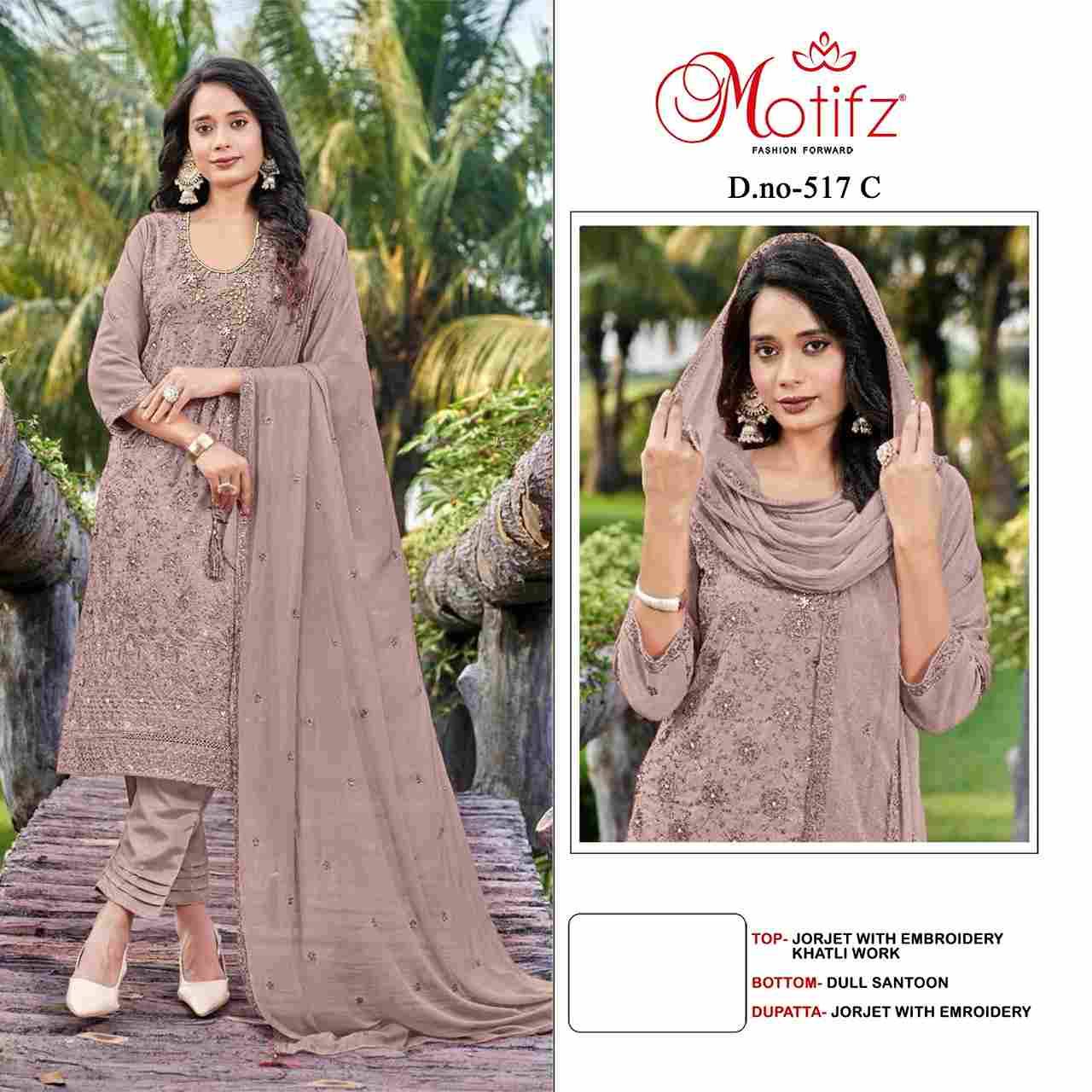 Motifz Hit Design 517 Colours By Motifz 517-A To 517-D Series Beautiful Pakistani Suits Colorful Stylish Fancy Casual Wear & Ethnic Wear Heavy Georgette Dresses At Wholesale Price