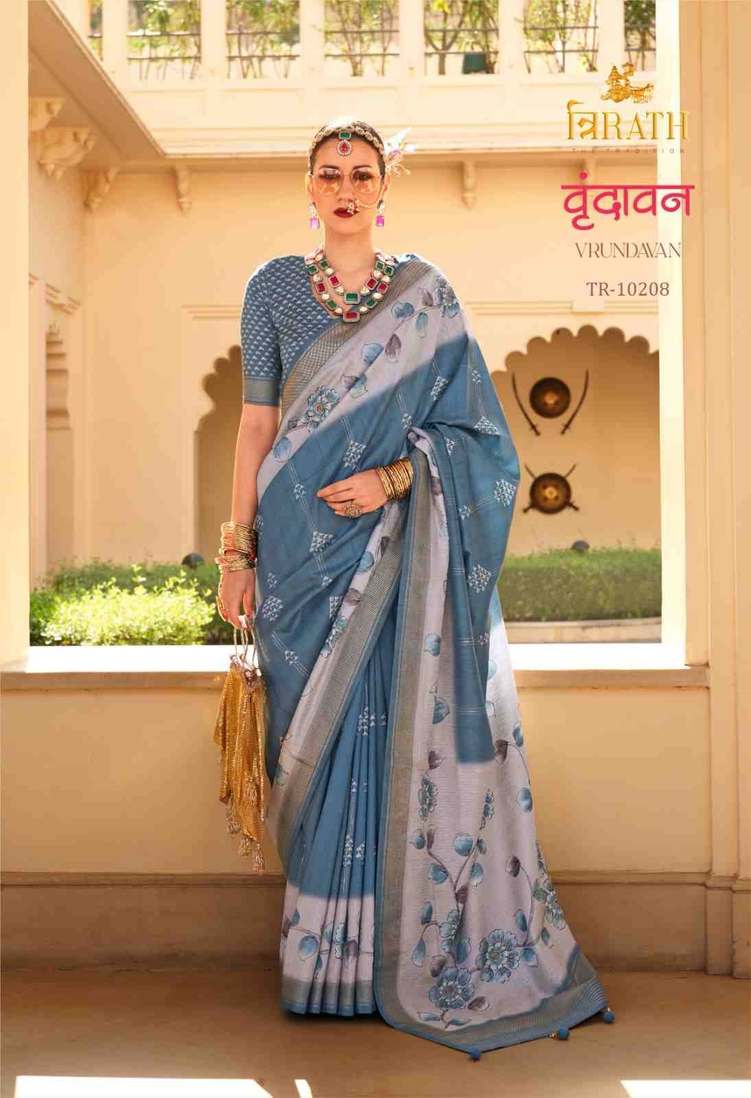 Vrundavan By Trirath 10204 To 10212 Series Indian Traditional Wear Collection Beautiful Stylish Fancy Colorful Party Wear & Occasional Wear Silk Sarees At Wholesale Price