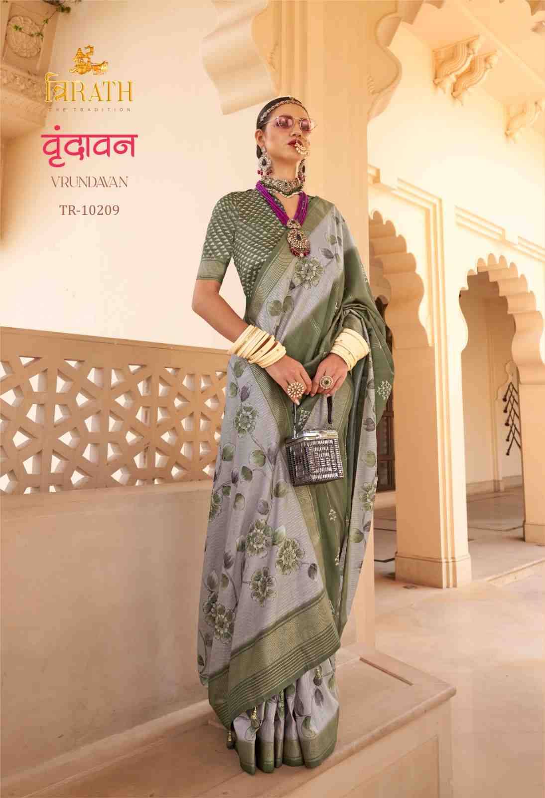 Vrundavan By Trirath 10204 To 10212 Series Indian Traditional Wear Collection Beautiful Stylish Fancy Colorful Party Wear & Occasional Wear Silk Sarees At Wholesale Price