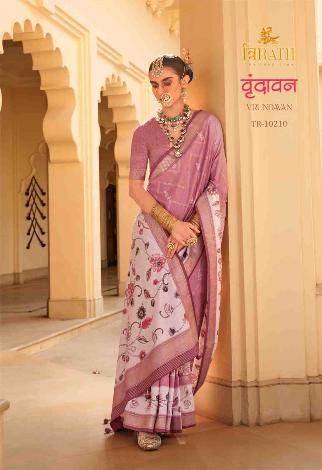 Vrundavan By Trirath 10204 To 10212 Series Indian Traditional Wear Collection Beautiful Stylish Fancy Colorful Party Wear & Occasional Wear Silk Sarees At Wholesale Price