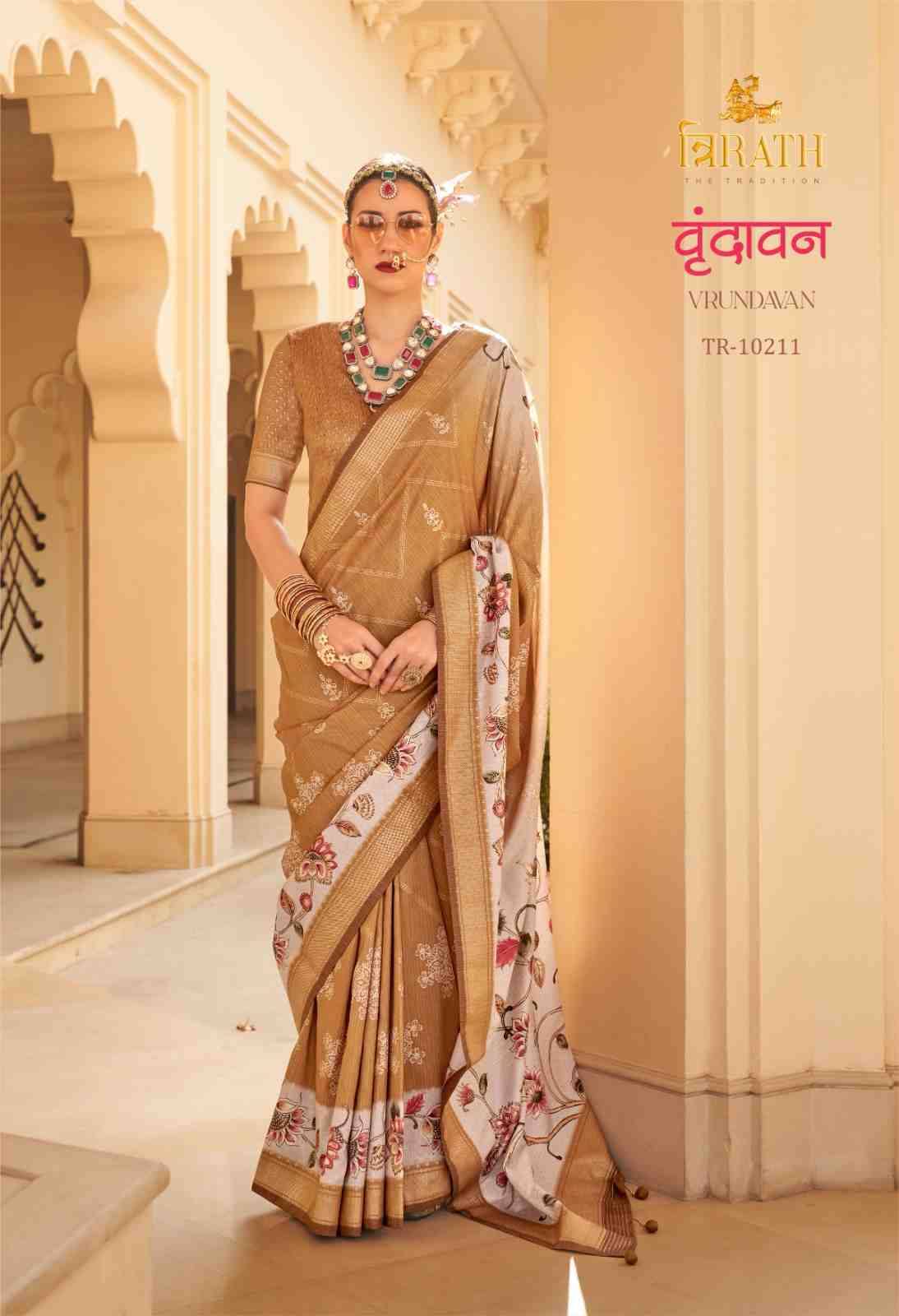 Vrundavan By Trirath 10204 To 10212 Series Indian Traditional Wear Collection Beautiful Stylish Fancy Colorful Party Wear & Occasional Wear Silk Sarees At Wholesale Price