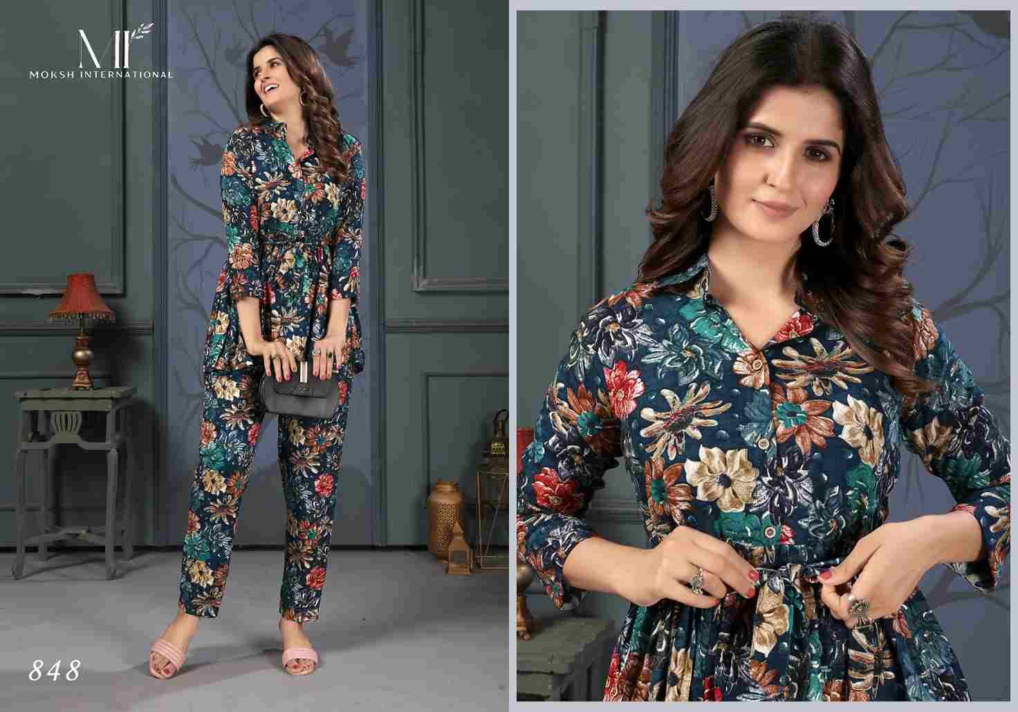 Co-Ord Set Lotus Vol-1 By Moksh International 846 To 850 Designer Stylish Fancy Colorful Beautiful Party Wear & Ethnic Wear Collection Rayon Print Co-Ord At Wholesale Price