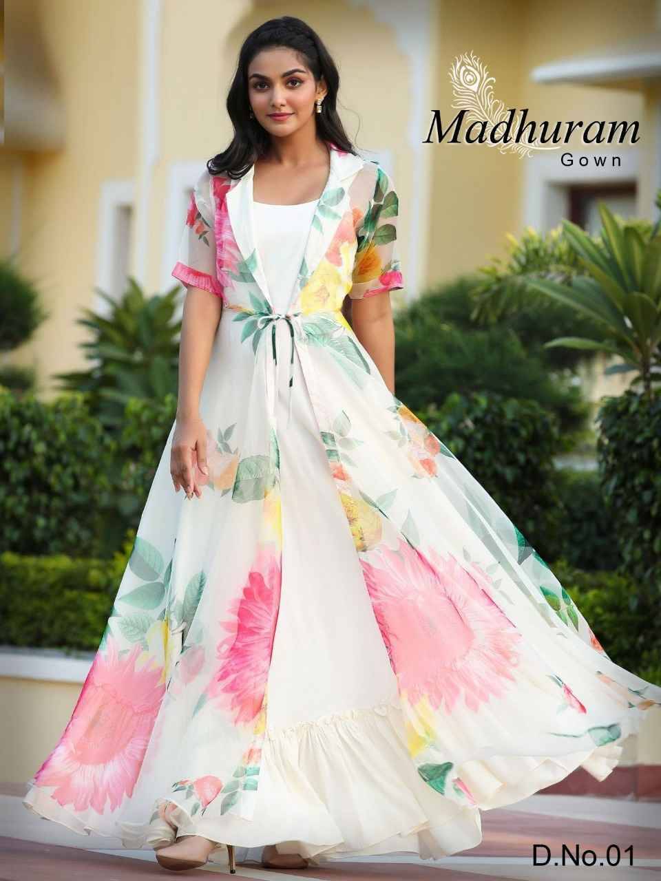 Madhuram By Fashid Wholesale 01 To 06 Series Designer Stylish Fancy Colorful Beautiful Party Wear & Ethnic Wear Collection Cotton Gown With Jackets At Wholesale Price