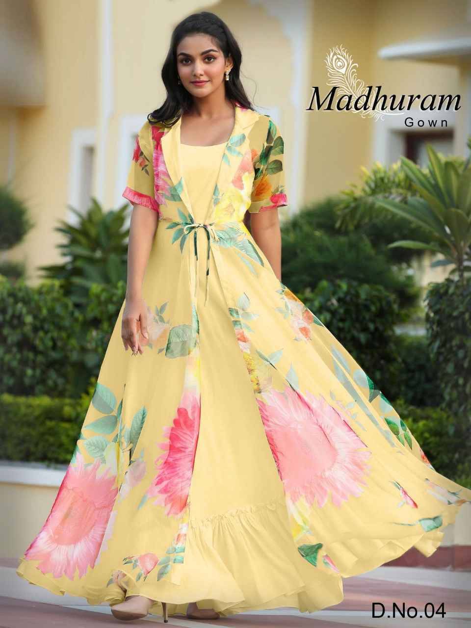 Madhuram By Fashid Wholesale 01 To 06 Series Designer Stylish Fancy Colorful Beautiful Party Wear & Ethnic Wear Collection Cotton Gown With Jackets At Wholesale Price