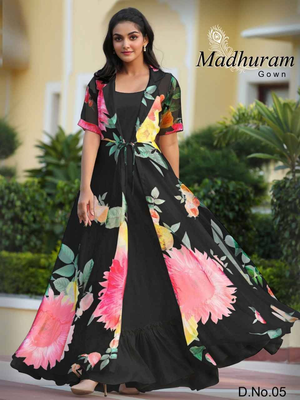 Madhuram By Fashid Wholesale 01 To 06 Series Designer Stylish Fancy Colorful Beautiful Party Wear & Ethnic Wear Collection Cotton Gown With Jackets At Wholesale Price