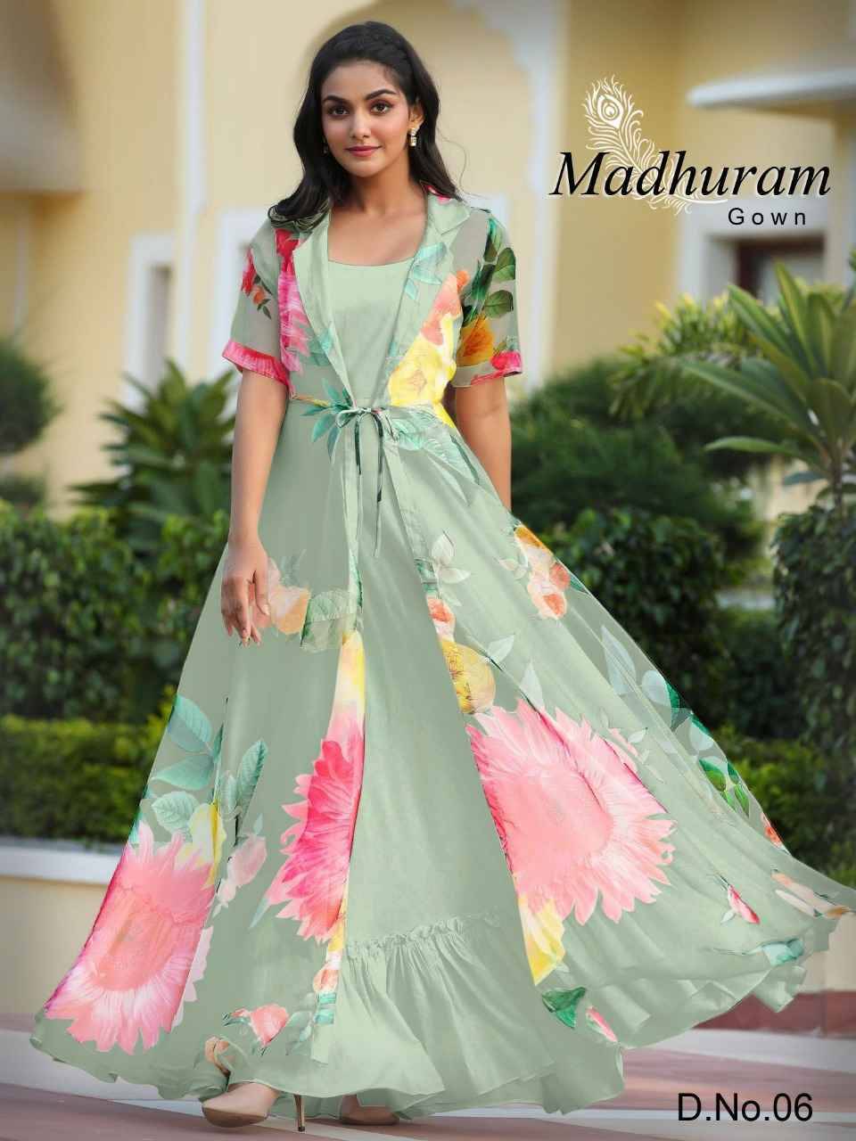 Madhuram By Fashid Wholesale 01 To 06 Series Designer Stylish Fancy Colorful Beautiful Party Wear & Ethnic Wear Collection Cotton Gown With Jackets At Wholesale Price