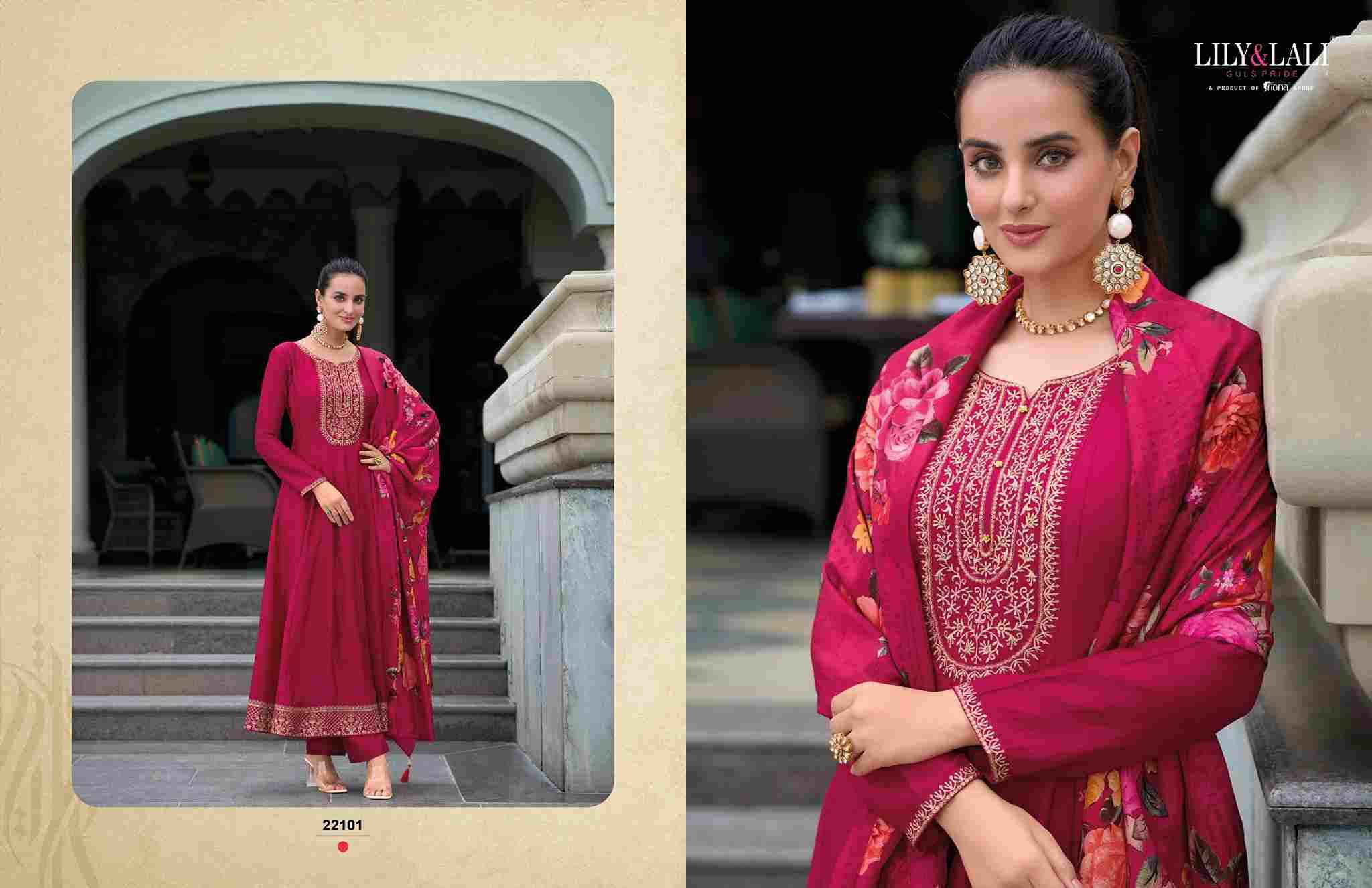 Mallikajaan By Lily And Lali 22101 To 22106 Series Beautiful Festive Suits Colorful Stylish Fancy Casual Wear & Ethnic Wear Viscose Silk Embroidered Dresses At Wholesale Price