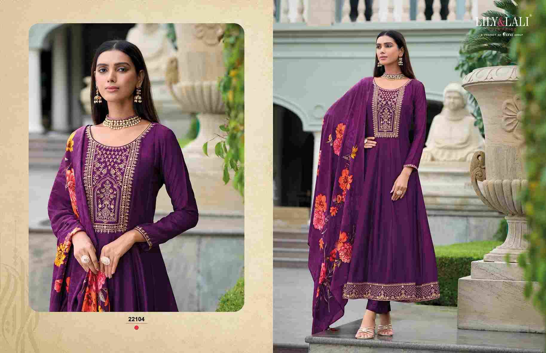 Mallikajaan By Lily And Lali 22101 To 22106 Series Beautiful Festive Suits Colorful Stylish Fancy Casual Wear & Ethnic Wear Viscose Silk Embroidered Dresses At Wholesale Price