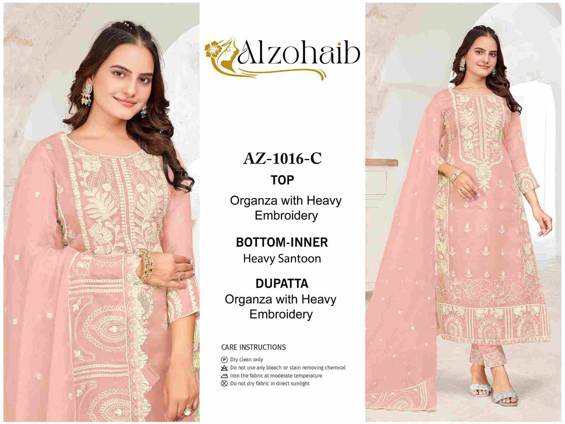 Alzohaib-1016 Colours By Alzohaib 1016-A To 1016-D Series Wholesale Designer Pakistani Suits Collection Beautiful Stylish Fancy Colorful Party Wear & Occasional Wear Organza Dresses At Wholesale Price