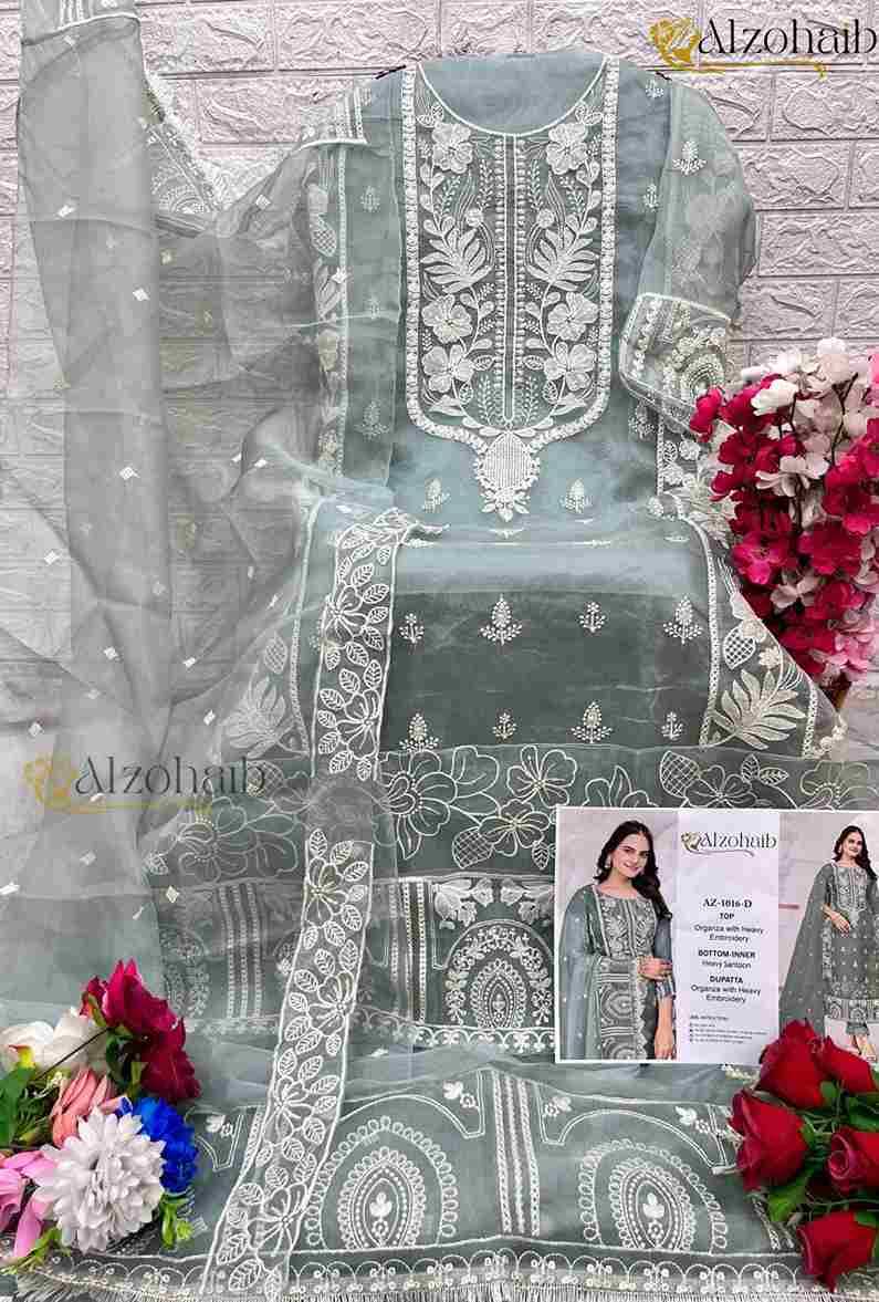 Alzohaib-1016 Colours By Alzohaib 1016-A To 1016-D Series Wholesale Designer Pakistani Suits Collection Beautiful Stylish Fancy Colorful Party Wear & Occasional Wear Organza Dresses At Wholesale Price