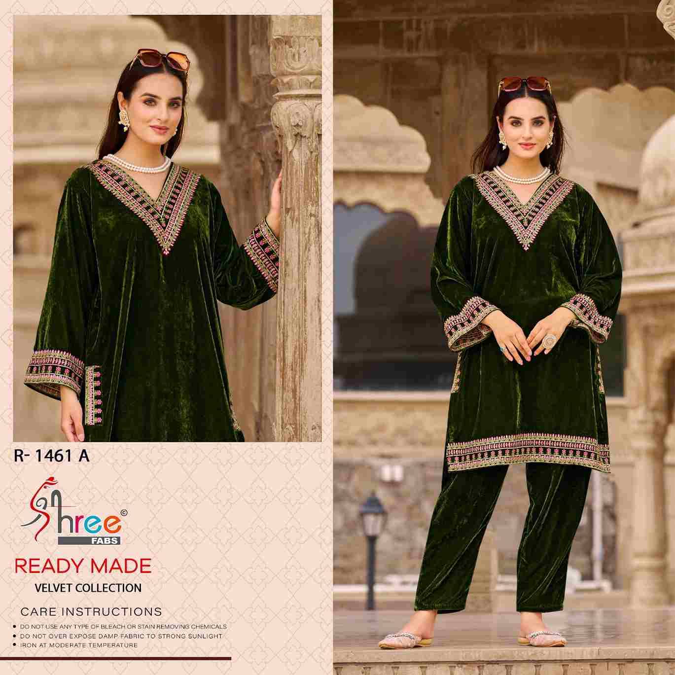 Shree Fabs Hit Design R-1461 Colours By Shree Fabs R-1461-A To R-1461-D Series Wholesale Designer Pakistani Suits Collection Beautiful Stylish Fancy Colorful Party Wear & Occasional Wear Viscose Velvet Kurtis With Bottom At Wholesale Price