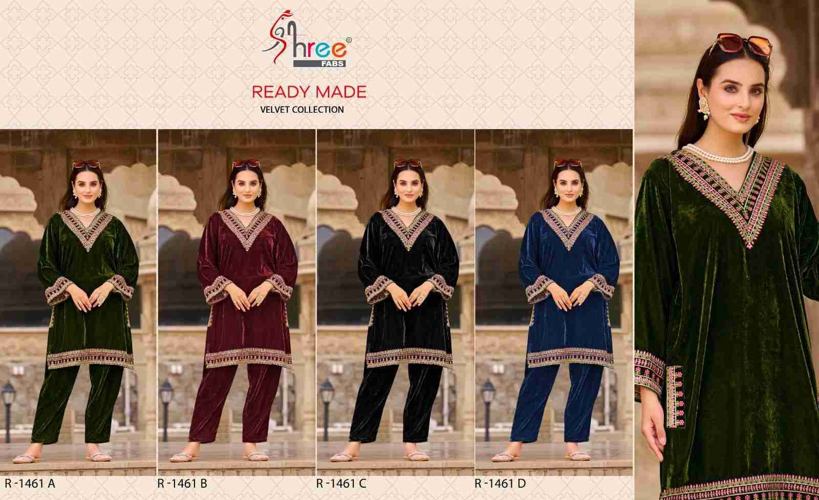 Shree Fabs Hit Design R-1461 Colours By Shree Fabs R-1461-A To R-1461-D Series Wholesale Designer Pakistani Suits Collection Beautiful Stylish Fancy Colorful Party Wear & Occasional Wear Viscose Velvet Kurtis With Bottom At Wholesale Price