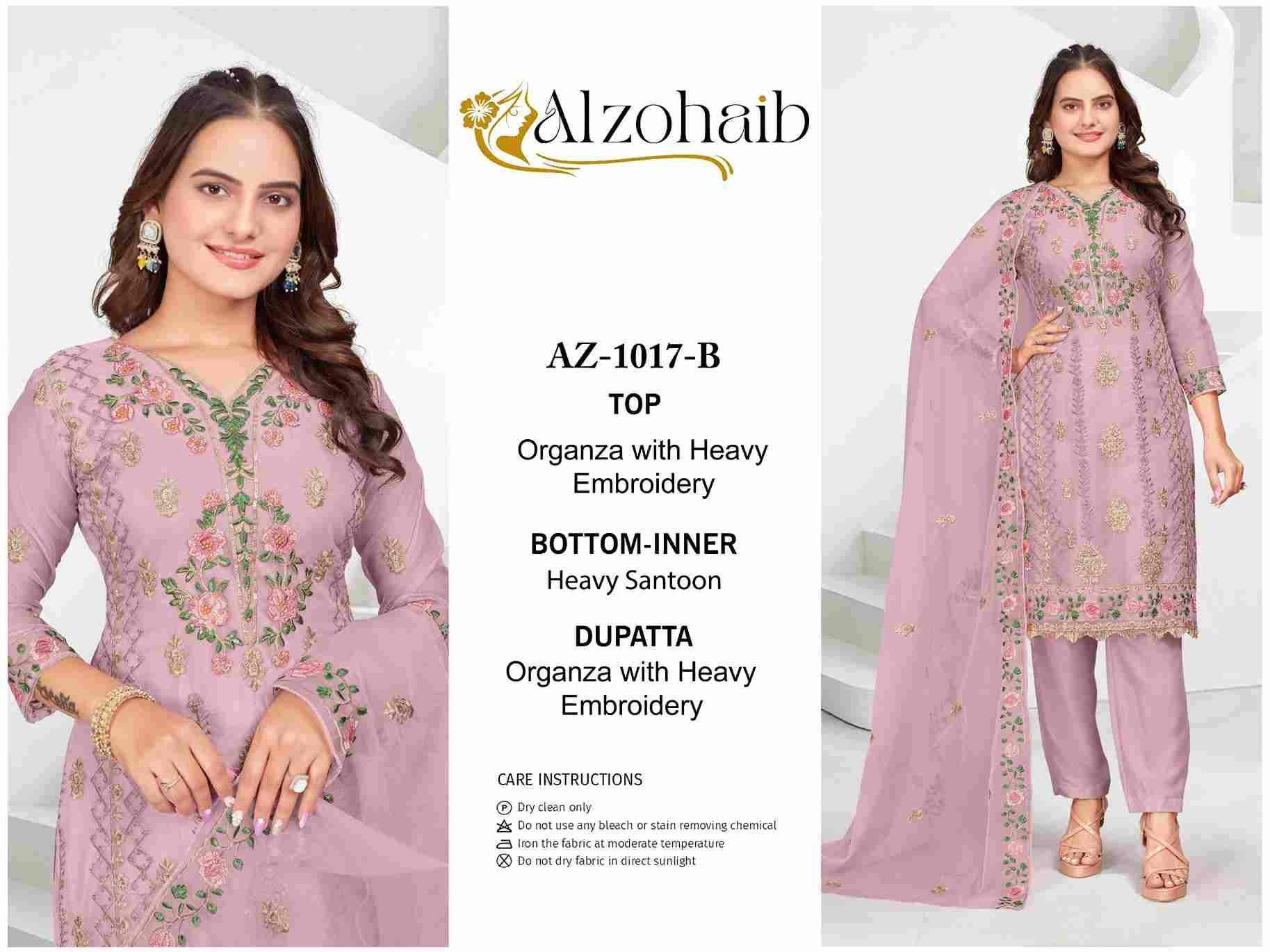 Alzohaib-1017 Colours By Alzohaib 1017-A To 1017-D Series Wholesale Designer Pakistani Suits Collection Beautiful Stylish Fancy Colorful Party Wear & Occasional Wear Organza Dresses At Wholesale Price