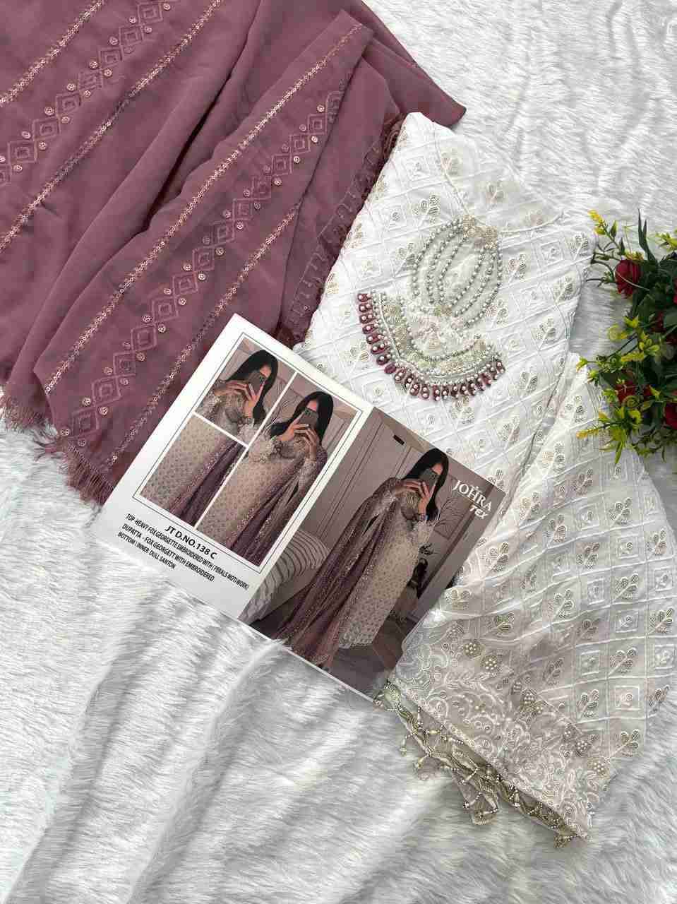 Johra Hit Design 138-C By Johra Tex Pakistani Suits Collection Beautiful Stylish Fancy Colorful Party Wear & Occasional Wear Faux Georgette Dresses At Wholesale Price