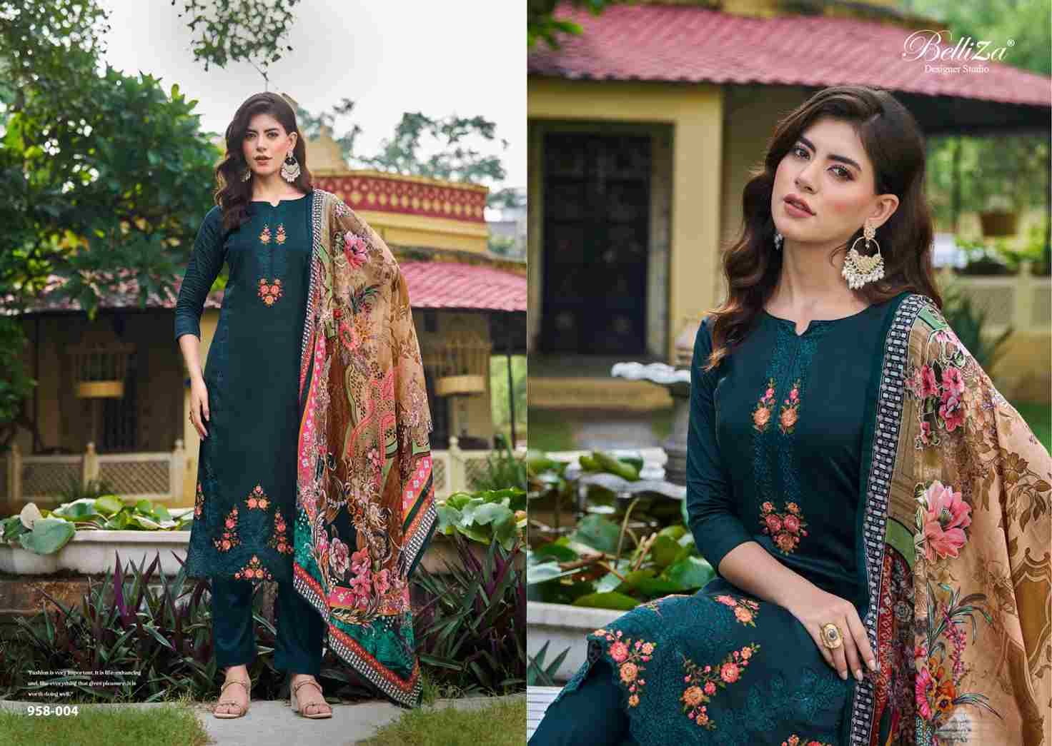 Zarqash By Belliza 958-001 To 958-008 Series Beautiful Festive Suits Stylish Fancy Colorful Casual Wear & Ethnic Wear Pure Jam Cotton Print Dresses At Wholesale Price