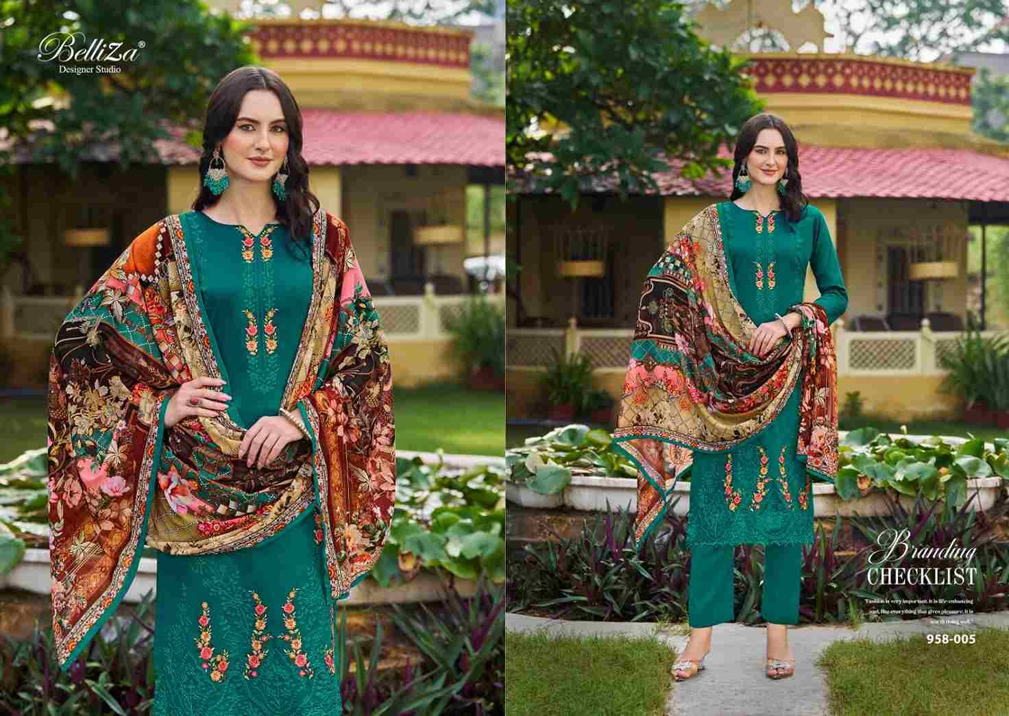 Zarqash By Belliza 958-001 To 958-008 Series Beautiful Festive Suits Stylish Fancy Colorful Casual Wear & Ethnic Wear Pure Jam Cotton Print Dresses At Wholesale Price