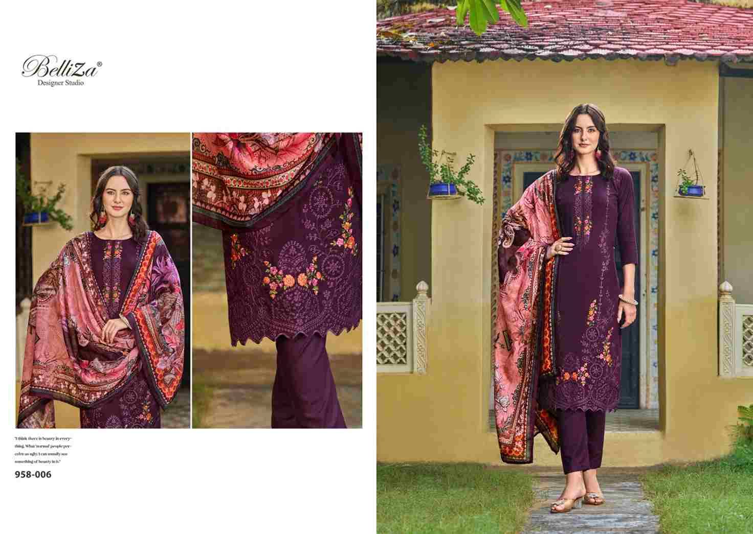 Zarqash By Belliza 958-001 To 958-008 Series Beautiful Festive Suits Stylish Fancy Colorful Casual Wear & Ethnic Wear Pure Jam Cotton Print Dresses At Wholesale Price