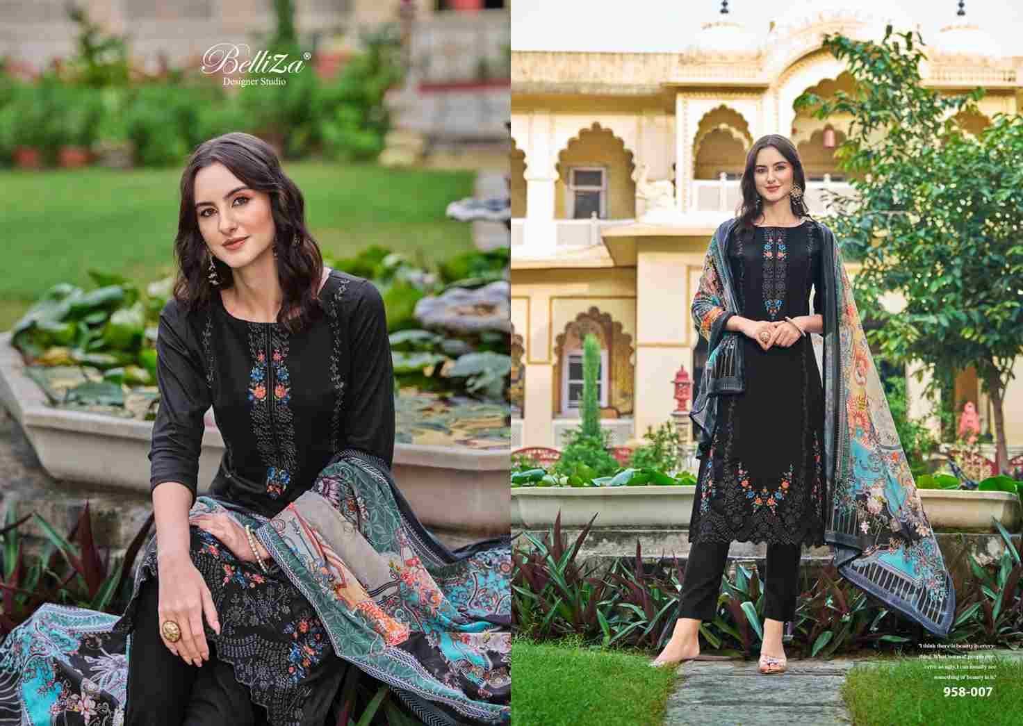 Zarqash By Belliza 958-001 To 958-008 Series Beautiful Festive Suits Stylish Fancy Colorful Casual Wear & Ethnic Wear Pure Jam Cotton Print Dresses At Wholesale Price