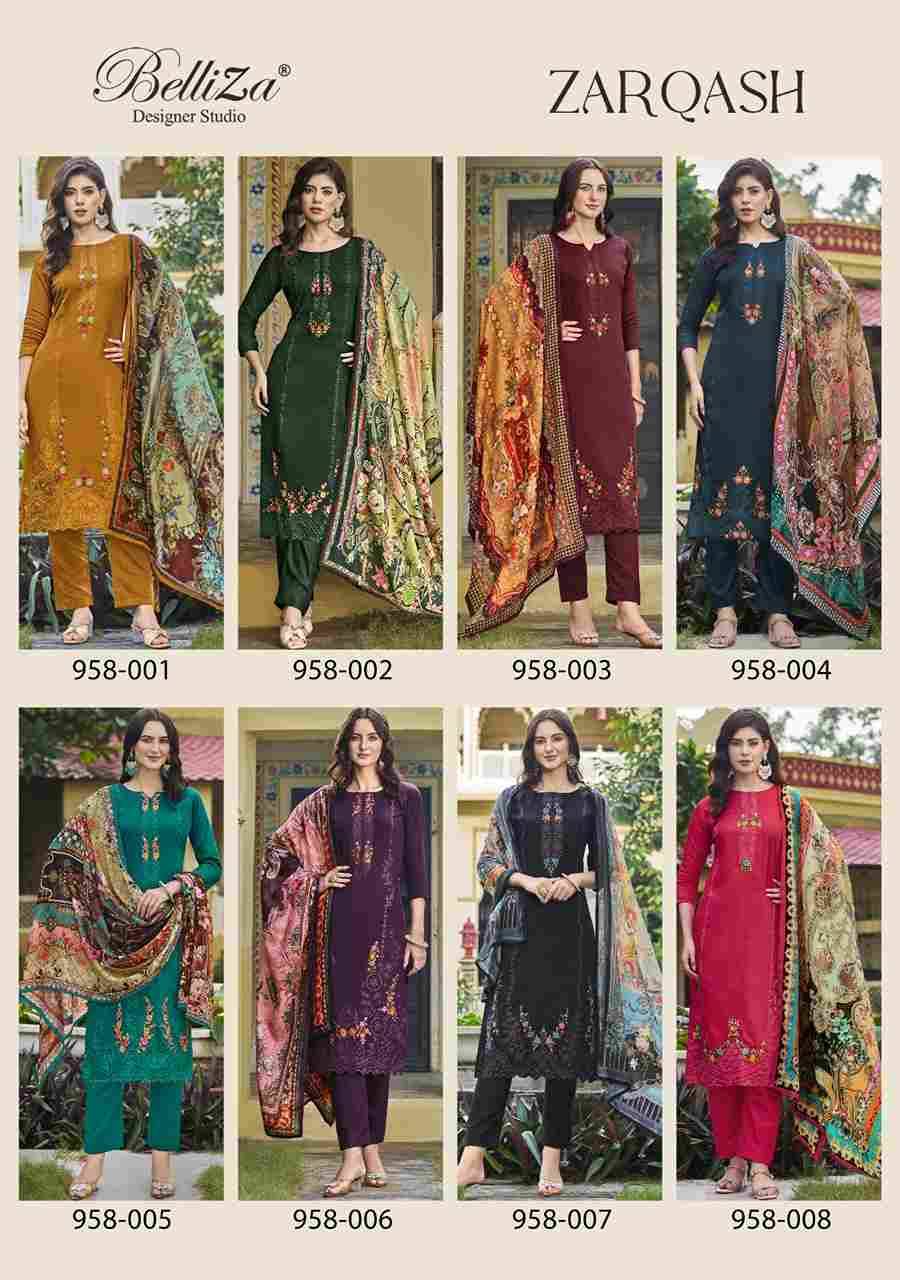 Zarqash By Belliza 958-001 To 958-008 Series Beautiful Festive Suits Stylish Fancy Colorful Casual Wear & Ethnic Wear Pure Jam Cotton Print Dresses At Wholesale Price