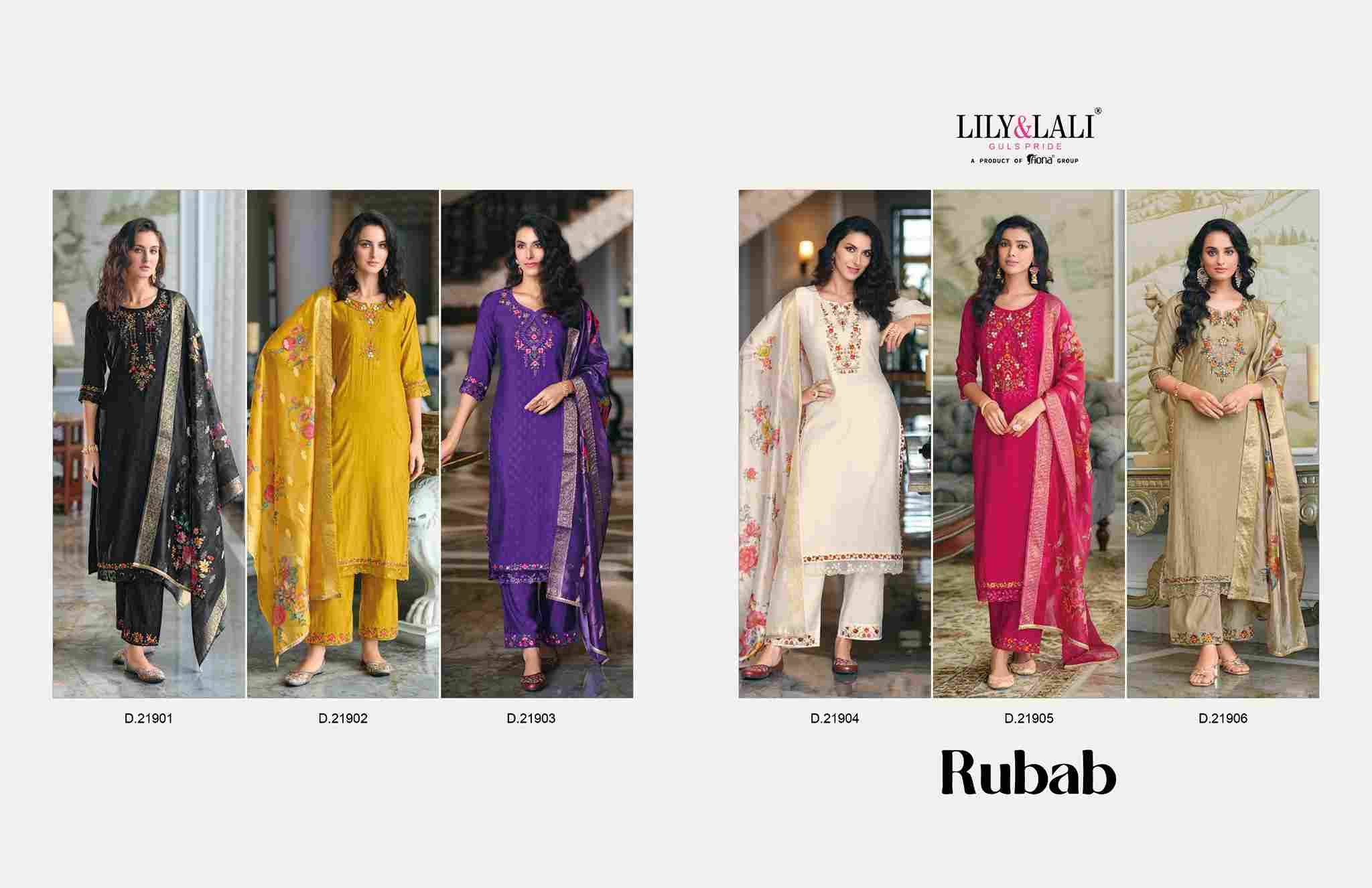 Rubab By Lily And Lali 21901 To 22906 Series Beautiful Festive Suits Colorful Stylish Fancy Casual Wear & Ethnic Wear Jacquard Viscose Silk Embroidered Dresses At Wholesale Price