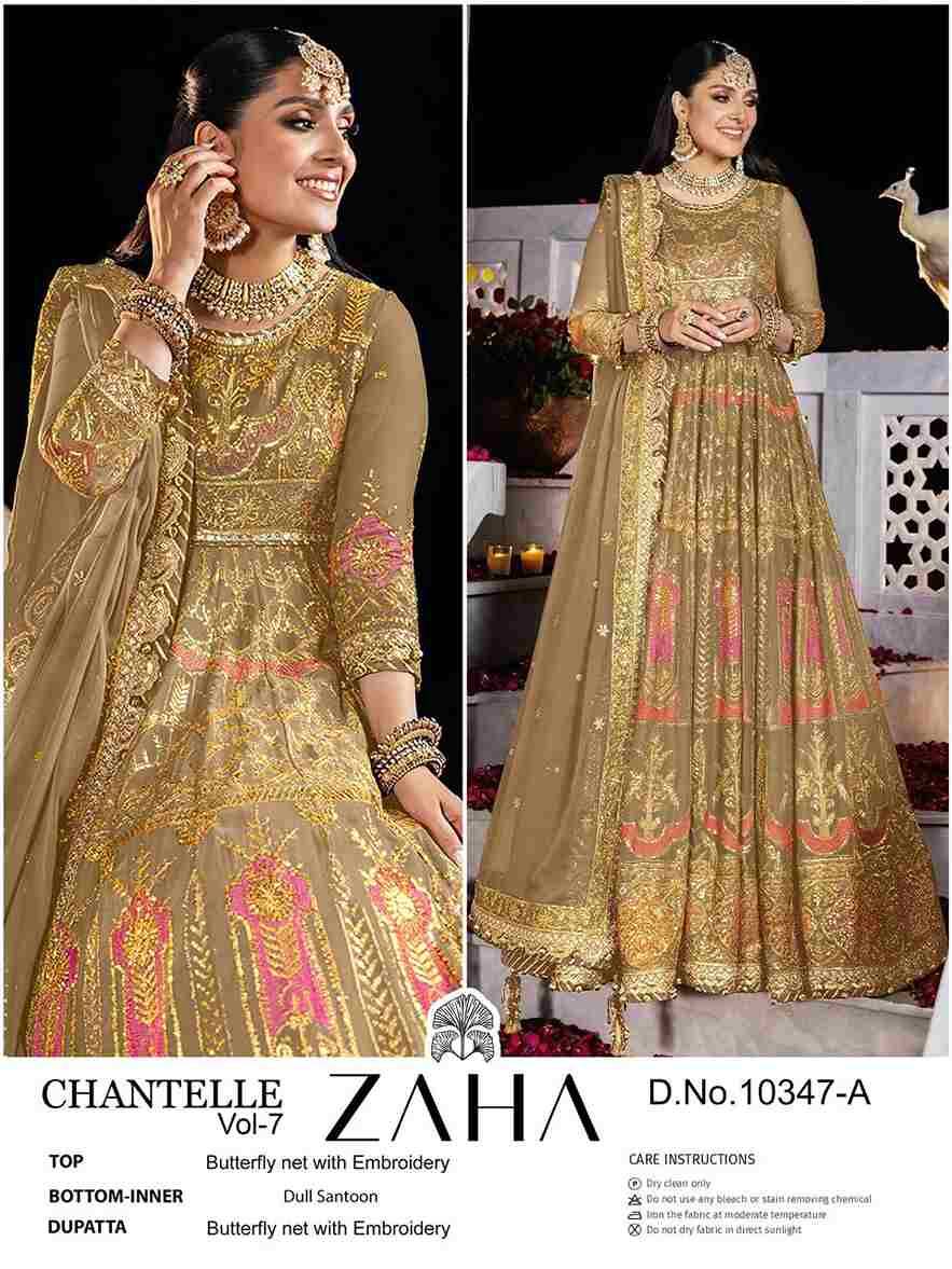 Chantelle Vol-7 By Zaha 10347-A To 10347-B Series Designer Pakistani Suits Beautiful Fancy Stylish Colorful Party Wear & Occasional Wear Net With Embroidery Dresses At Wholesale Price