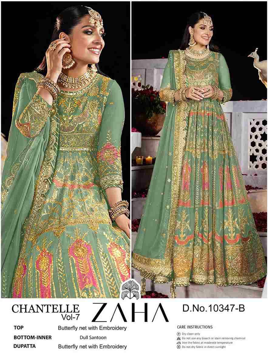 Chantelle Vol-7 By Zaha 10347-A To 10347-B Series Designer Pakistani Suits Beautiful Fancy Stylish Colorful Party Wear & Occasional Wear Net With Embroidery Dresses At Wholesale Price