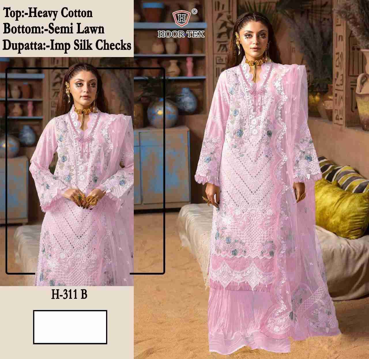 Hoor Tex Hit Design H-311 Colours By Hoor Tex H-311-A To H-311-B Series Designer Festive Pakistani Suits Collection Beautiful Stylish Fancy Colorful Party Wear & Occasional Wear Cotton Embroidered Dresses At Wholesale Price