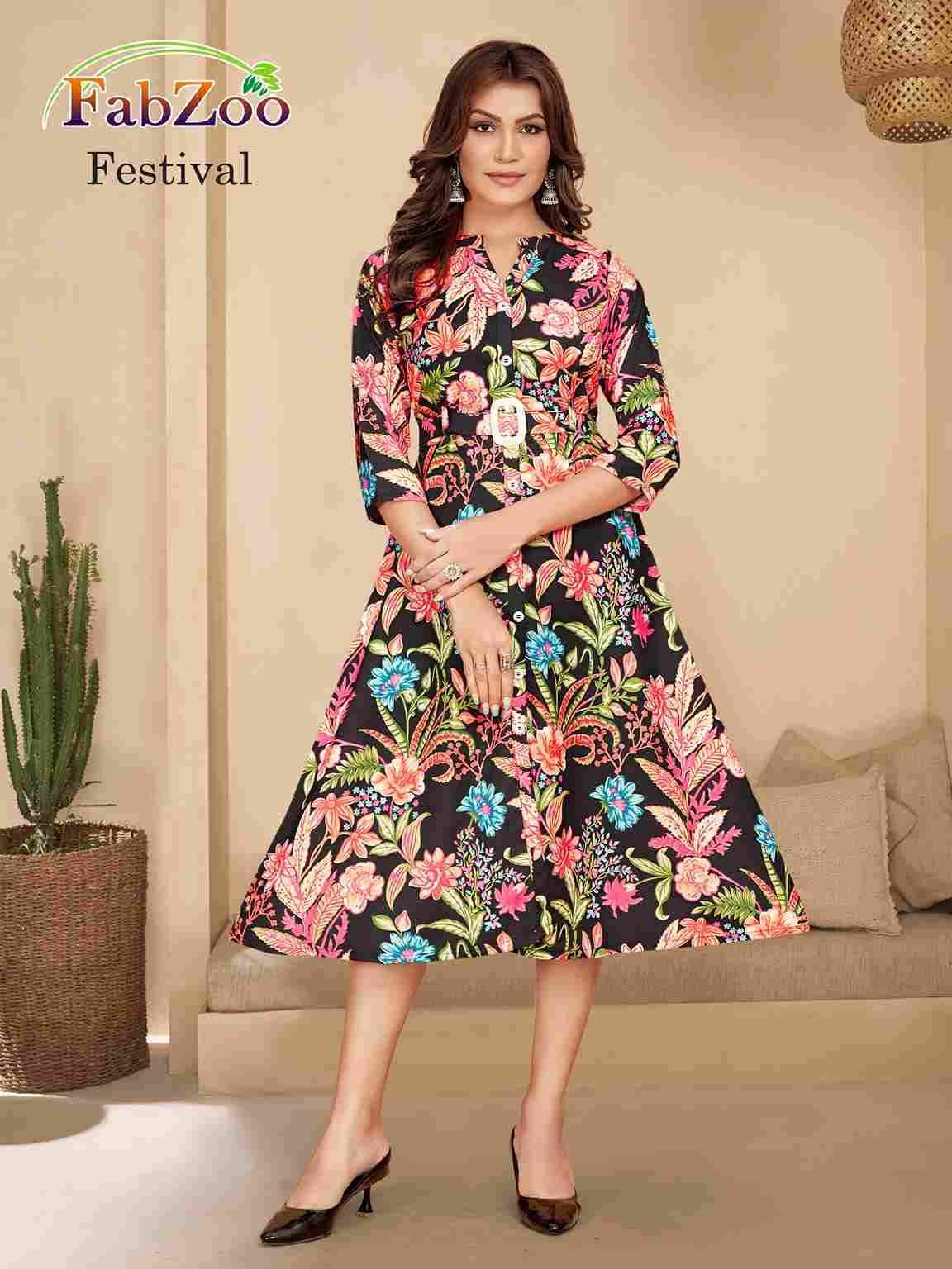 Festival By Fab Zoo 01 To 08 Series Designer Stylish Fancy Colorful Beautiful Party Wear & Ethnic Wear Collection Rayon Print Kurtis At Wholesale Price