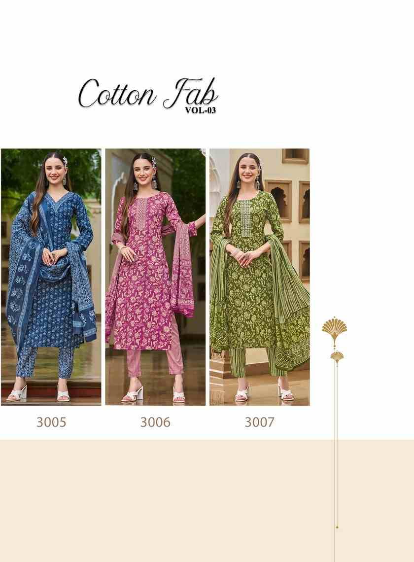 Cotton Fab Vol-3 By Radhika Lifestyle 3001 To 3007 Series Beautiful Stylish Fancy Colorful Casual Wear & Ethnic Wear Collection Pure Cotton Dresses At Wholesale Price