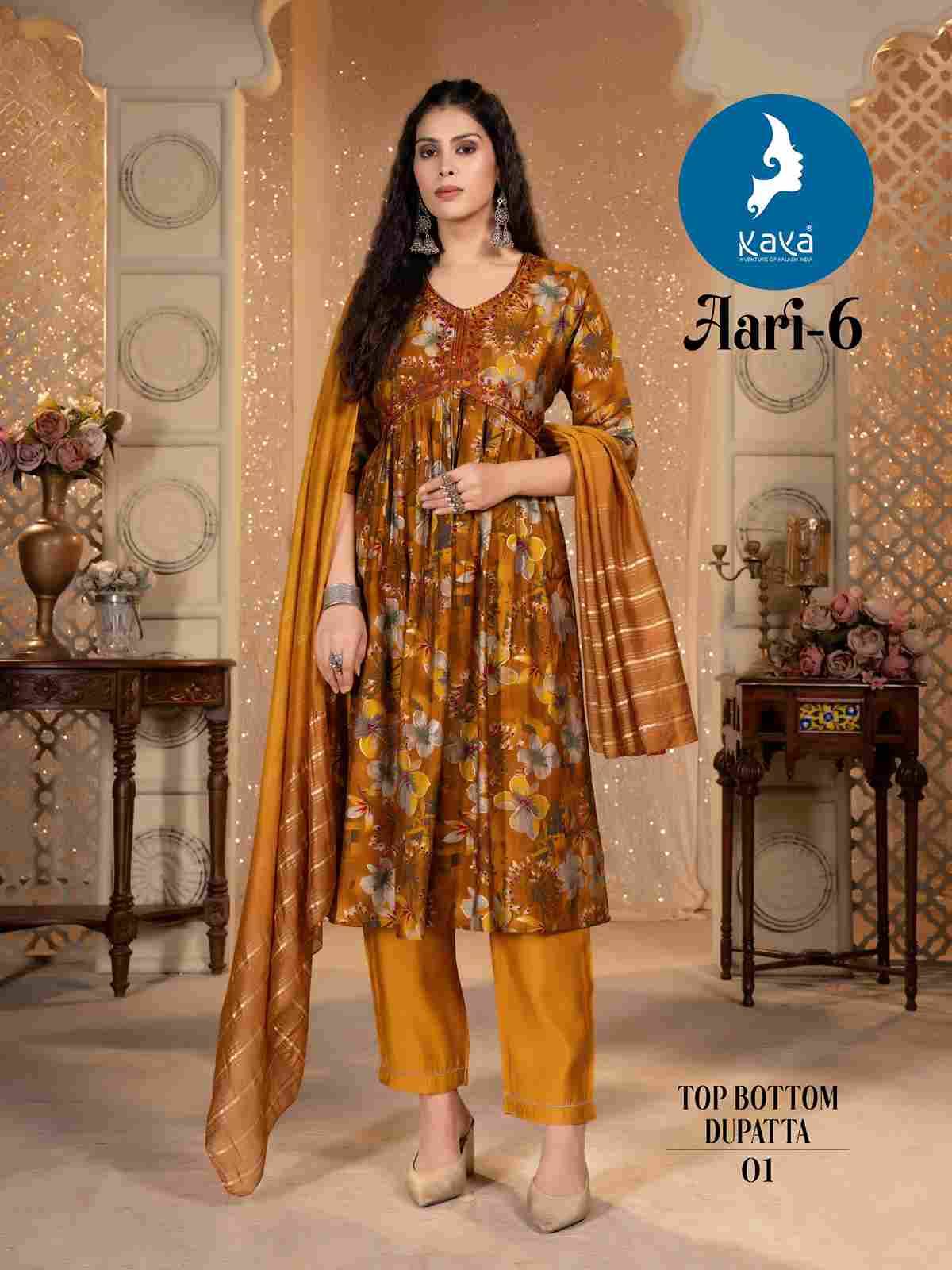 Aari Vol-6 By Kaya 01 To 08 Series Beautiful Festive Suits Colorful Stylish Fancy Casual Wear & Ethnic Wear Modal Chanderi Print Dresses At Wholesale Price