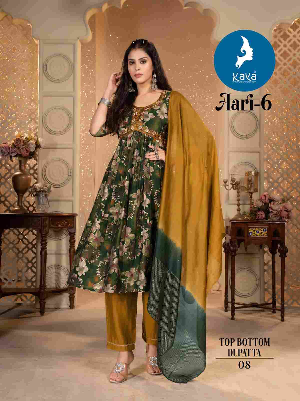 Aari Vol-6 By Kaya 01 To 08 Series Beautiful Festive Suits Colorful Stylish Fancy Casual Wear & Ethnic Wear Modal Chanderi Print Dresses At Wholesale Price