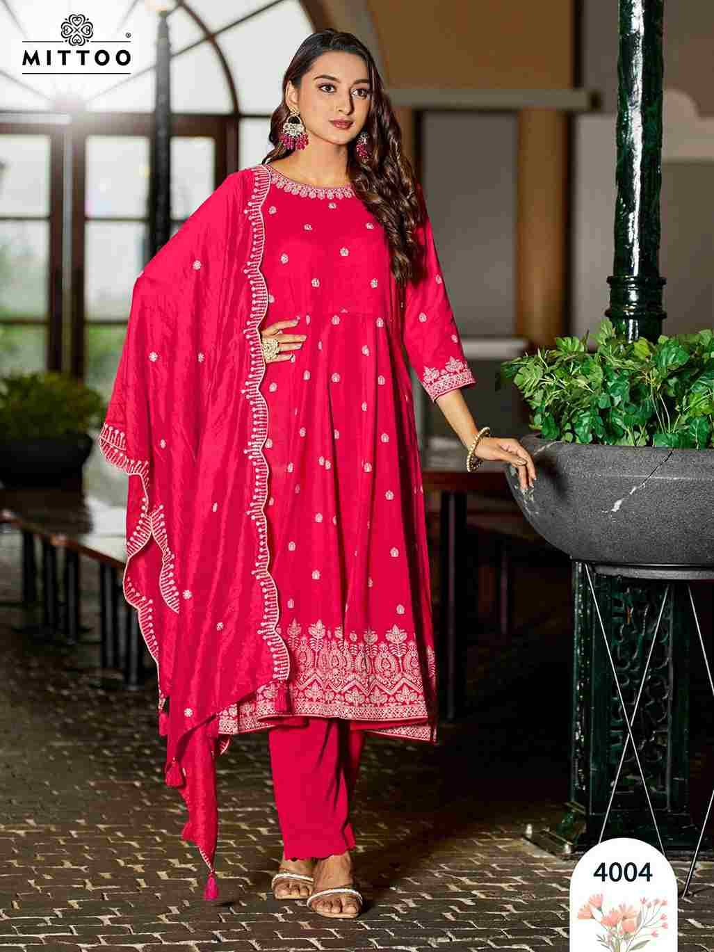 Tyohar By Mittoo 4001 To 4004 Series Beautiful Festive Suits Colorful Stylish Fancy Casual Wear & Ethnic Wear Rayon Print Dresses At Wholesale Price