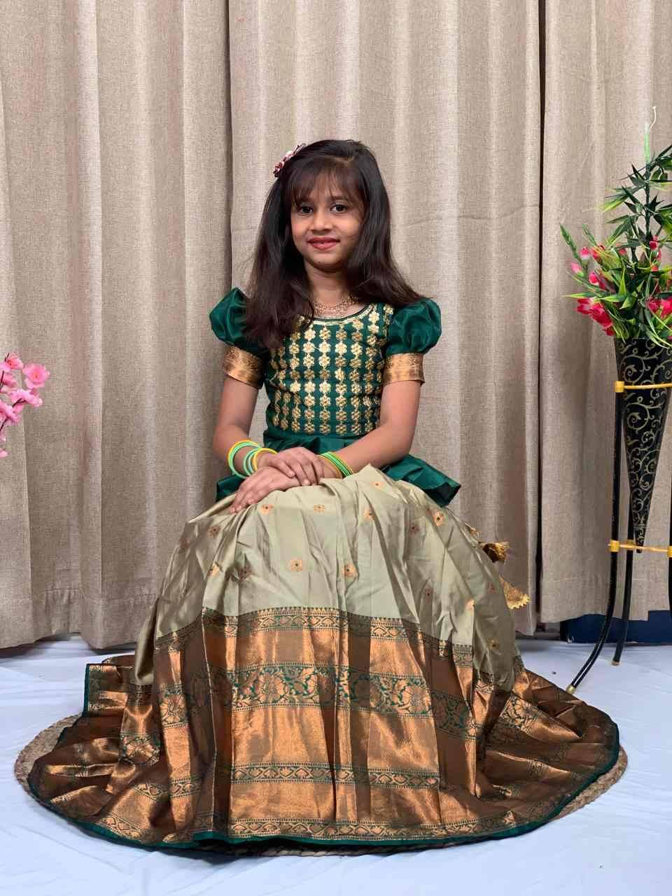 PVR-KIDS VOL-07 BY FASHID WHOLESALE 01 TO 06 SERIES DESIGNER BEAUTIFUL NAVRATRI COLLECTION OCCASIONAL WEAR & PARTY WEAR LICHI SILK LEHENGAS AT WHOLESALE PRICE