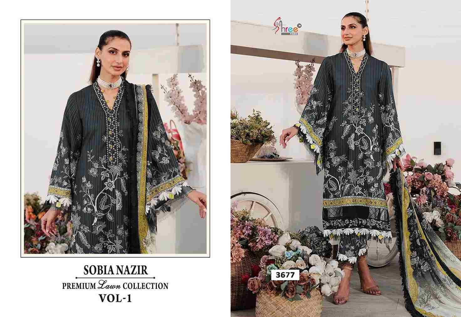 Sobia Nazir Premium Lawn Collection Vol-1 By Shree Fabs 3675 To 3680 Series Beautiful Collection Suits Stylish Fancy Colorful Casual Wear & Ethnic Wear Pure Cotton Print With Embroidery Dresses At Wholesale Price