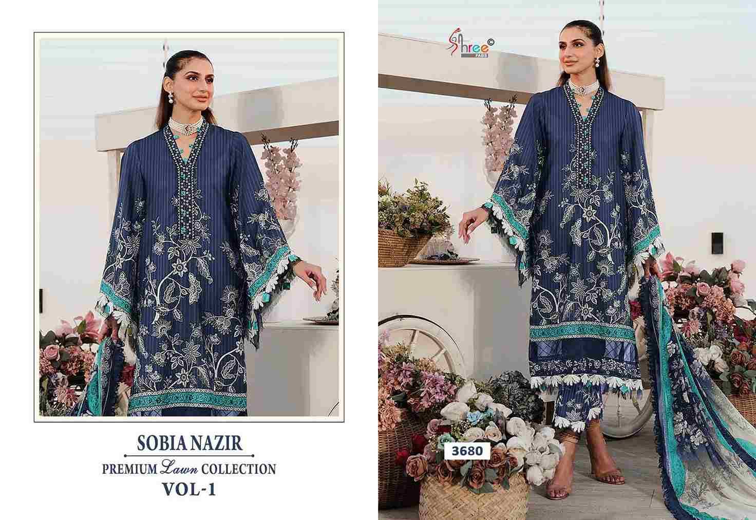 Sobia Nazir Premium Lawn Collection Vol-1 By Shree Fabs 3675 To 3680 Series Beautiful Collection Suits Stylish Fancy Colorful Casual Wear & Ethnic Wear Pure Cotton Print With Embroidery Dresses At Wholesale Price