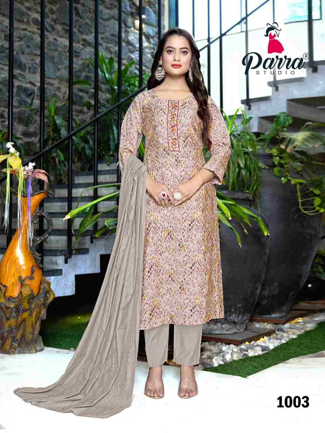 Saloni By Parra Studio 1001 To 1005 Series Beautiful Festive Suits Colorful Stylish Fancy Casual Wear & Ethnic Wear Chanderi Print Dresses At Wholesale Price