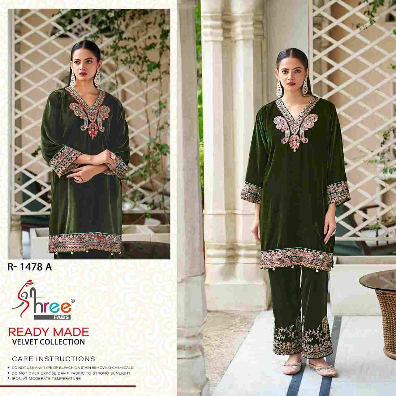 Shree Fabs Hit Design R-1478 Colours By Shree Fabs R-1478-A To R-1478-D Series Wholesale Designer Pakistani Suits Collection Beautiful Stylish Fancy Colorful Party Wear & Occasional Wear Velvet Kurtis With Bottom At Wholesale Price