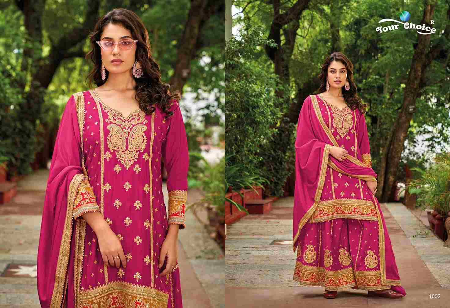 Olive Plus By Your Choice 1001 To 1004 Series Beautiful Sharara Suits Colorful Stylish Fancy Casual Wear & Ethnic Wear Pure Chinnon Dresses At Wholesale Price