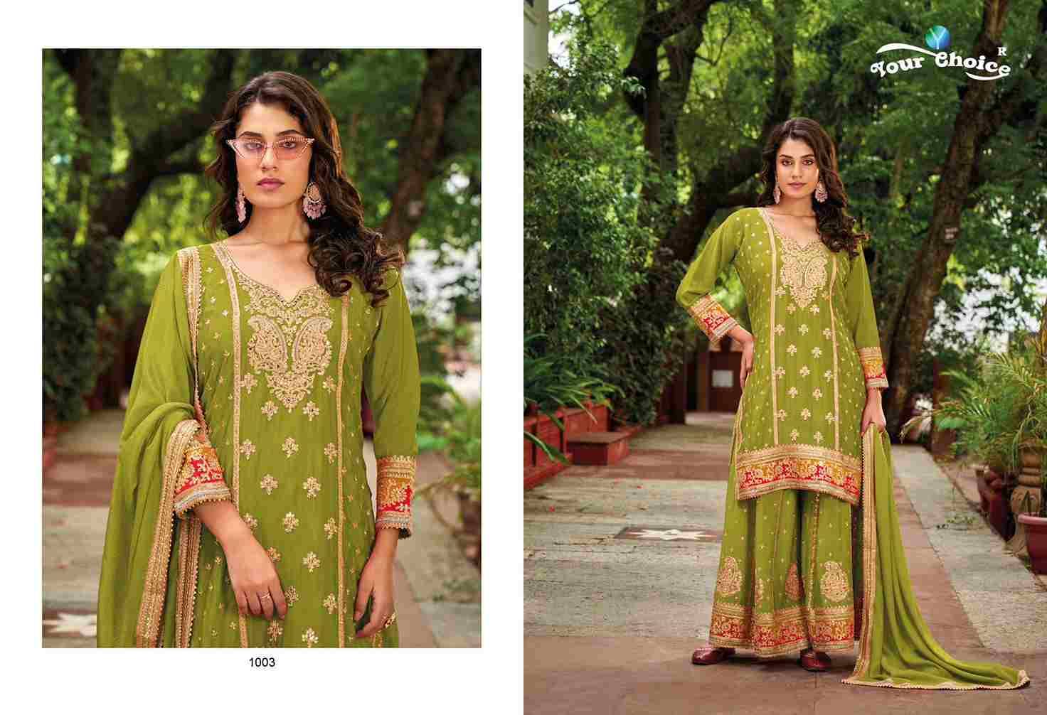 Olive Plus By Your Choice 1001 To 1004 Series Beautiful Sharara Suits Colorful Stylish Fancy Casual Wear & Ethnic Wear Pure Chinnon Dresses At Wholesale Price