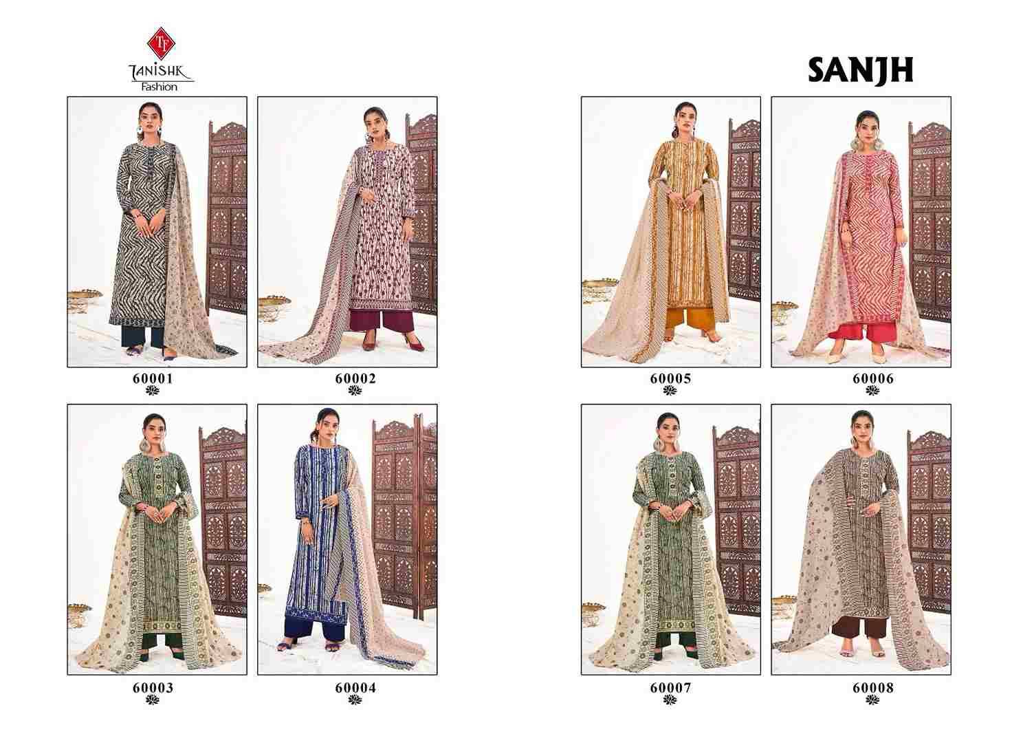 Sanjh By Tanishk Fashion 60001 To 60008 Series Beautiful Suits Stylish Fancy Colorful Casual Wear & Ethnic Wear Collection Pure Lawn Cotton Embroidered Dresses At Wholesale Price