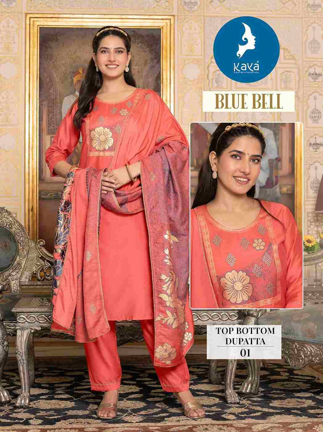 Blue Bell By Kaya 01 To 06 Series Beautiful Festive Suits Colorful Stylish Fancy Casual Wear & Ethnic Wear Viscose Chanderi Jacquard Print Dresses At Wholesale Price