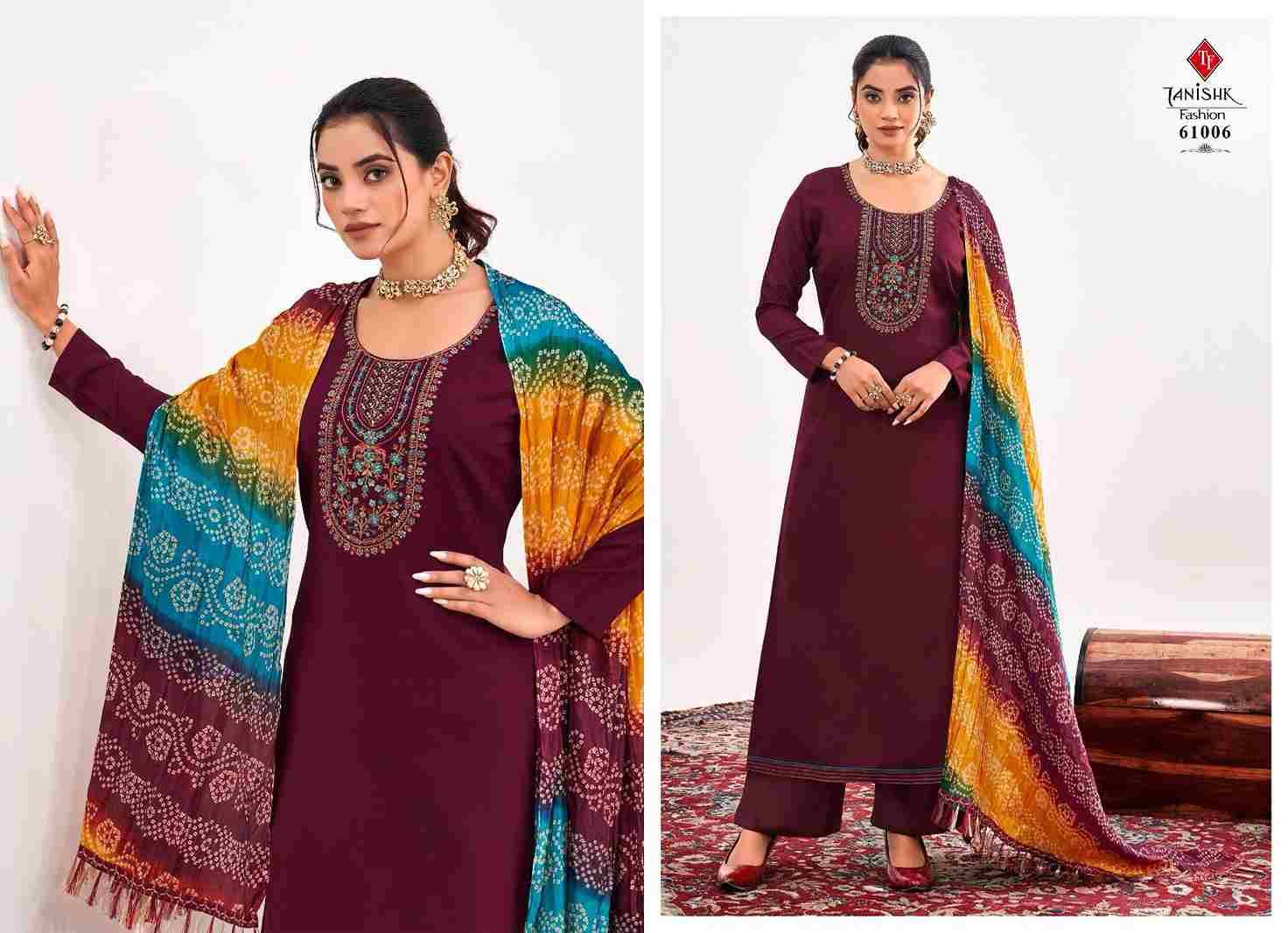 Nihar By Tanishk Fashion 61001 To 61008 Series Beautiful Suits Stylish Fancy Colorful Casual Wear & Ethnic Wear Collection Rayon Slub Embroidered Dresses At Wholesale Price