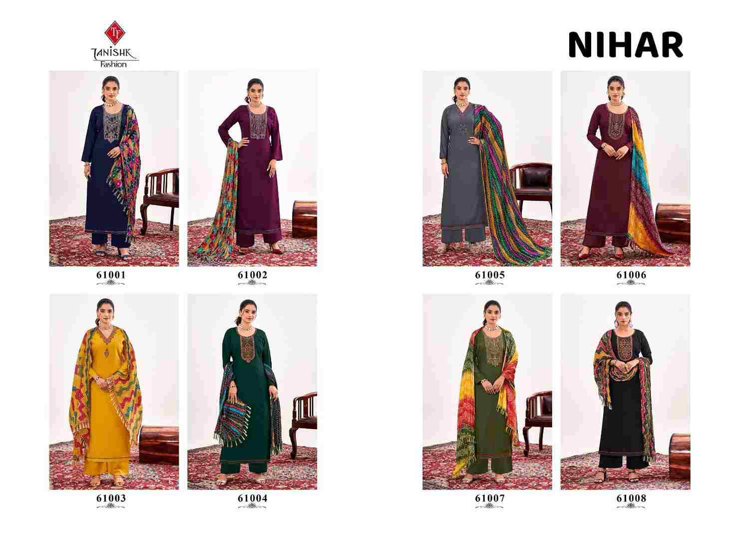 Nihar By Tanishk Fashion 61001 To 61008 Series Beautiful Suits Stylish Fancy Colorful Casual Wear & Ethnic Wear Collection Rayon Slub Embroidered Dresses At Wholesale Price